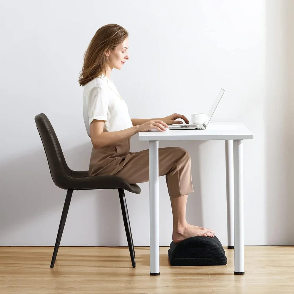 Adjustable Foot Rest Under Desk for Added Height | Large Premium Velvet Soft Foam Footrest for Desk | Most Comfortable Desk Foot Rest in The World for Back, Lumbar, Knee Pain (Black)