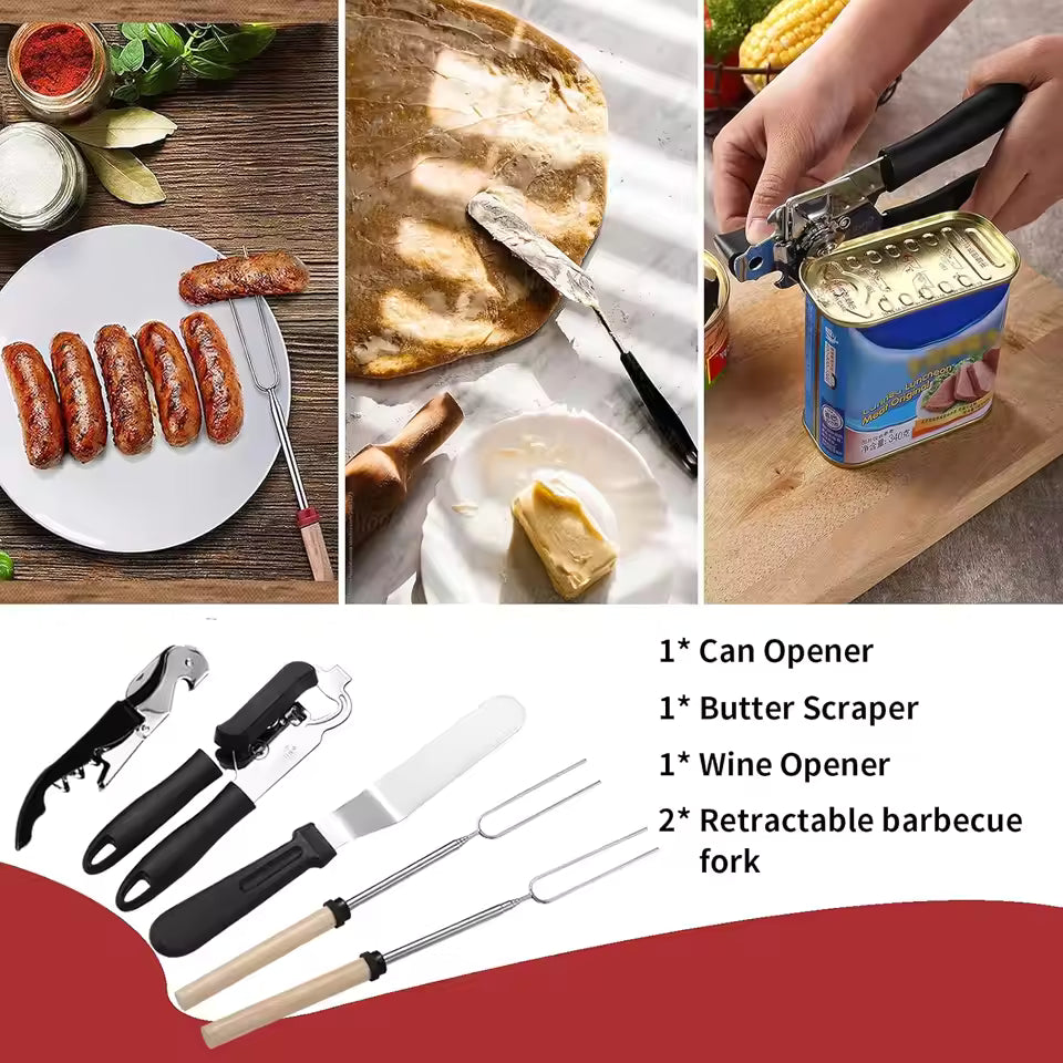 Camping Cooking Utensils Set 27Pcs, Cookware Storage Bag Camping Tool Accessories, Camper Essentials Gear Must Haves Supplies for Travel RV BBQ Grill Picnic Hiking, CT606