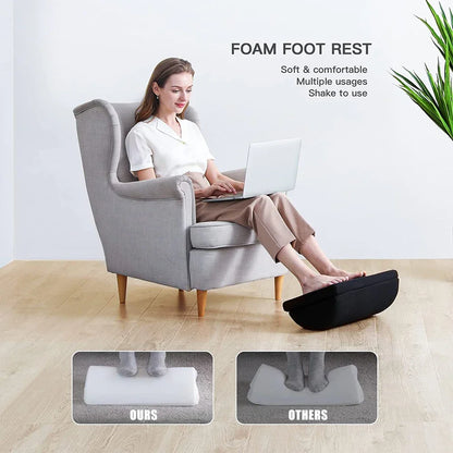 Adjustable Foot Rest Under Desk for Added Height | Large Premium Velvet Soft Foam Footrest for Desk | Most Comfortable Desk Foot Rest in The World for Back, Lumbar, Knee Pain (Black)
