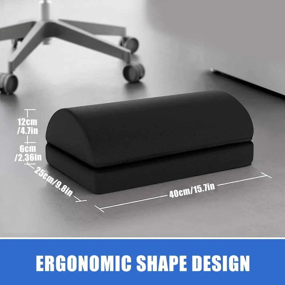 Adjustable Foot Rest Under Desk for Added Height | Large Premium Velvet Soft Foam Footrest for Desk | Most Comfortable Desk Foot Rest in The World for Back, Lumbar, Knee Pain (Black)