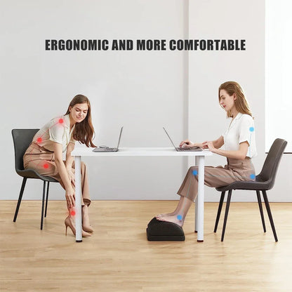 Adjustable Foot Rest Under Desk for Added Height | Large Premium Velvet Soft Foam Footrest for Desk | Most Comfortable Desk Foot Rest in The World for Back, Lumbar, Knee Pain (Black)