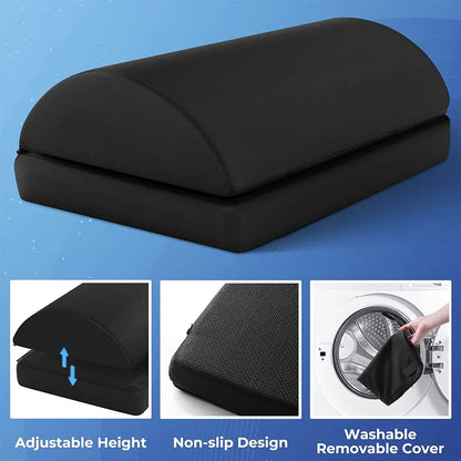 Adjustable Foot Rest Under Desk for Added Height | Large Premium Velvet Soft Foam Footrest for Desk | Most Comfortable Desk Foot Rest in The World for Back, Lumbar, Knee Pain (Black)