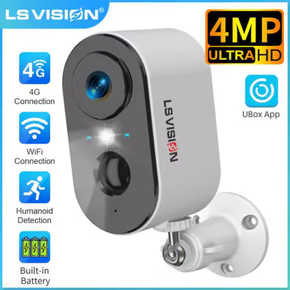 LS VISION Cellular Security Camera Indoor Built-in SIM Card, 2K No Wi-Fi Security Camera Portable, LTE Cameras with 6000mAh Battery, PIR Motion Detection, Color Night Vision, 2-Way Audio, TF/Cloud