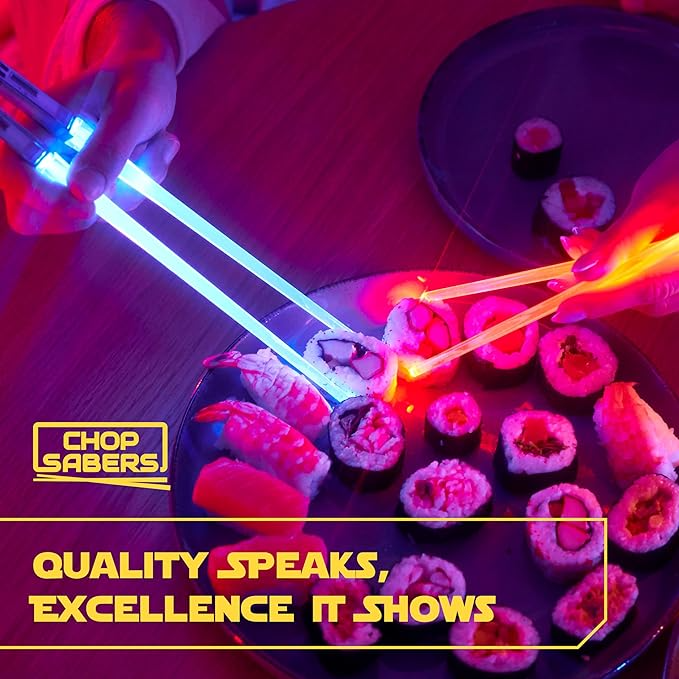 Lightsaber Led Light Up Chopsticks (2-Pairs, Blue & Red)